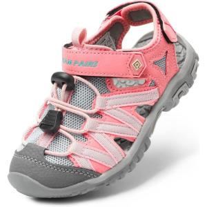 DREAM PAIRS Boys Girls Closed-Toe Outdoor Summer Sport Sandals for Little/Big Kid(Pink/Grey/Green)
