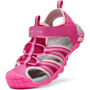 DREAM PAIRS Boys Girls Outdoor Summer Sport Athletic Sandals for Little/Big Kid(Fuchsia/Shell/Pink)