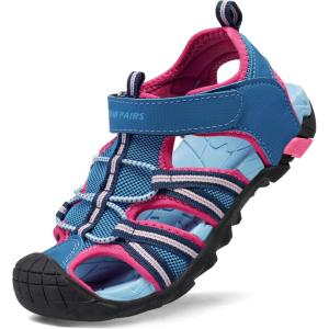 DREAM PAIRS Boys Girls Outdoor Summer Sport Athletic Sandals for Little/Big Kid(Navy/Fuchsia/Mint)