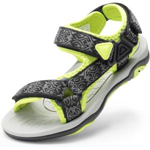 DREAM PAIRS Boys Girls Sandals Kids Adventurous Light-Weight Adjustable Straps Summer Sandals (Toddler/Little Kid/Big Kid)(Grey/Green)