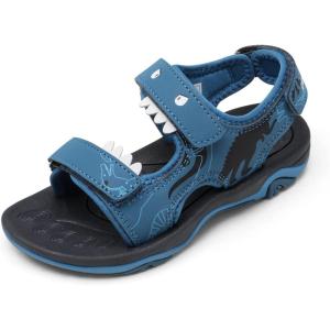 DREAM PAIRS Boys Girls Sandals Summer Outdoor Athletic Kids Sport Water Shoes for Toddler/Little Kid(Navy/Blue/Dinosaur)