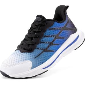 DREAM PAIRS Boys Girls Shoes Kids Tennis Athletic Running Footwear Lace Up Walking DuraPlay Breathable Lightweight Sneakers for Little/Big Kid(Black/Blue)