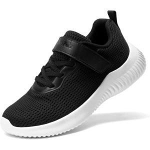 DREAM PAIRS Boys Girls Shoes Kids Tennis EZ-Ons FunRun Breathable Running Athletic Sport Sneakers(Black/White)