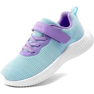 DREAM PAIRS Boys Girls Shoes Kids Tennis EZ-Ons FunRun Breathable Running Athletic Sport Sneakers(Blue/Purple-mesh)