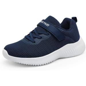 DREAM PAIRS Boys Girls Shoes Kids Tennis EZ-Ons FunRun Breathable Running Athletic Sport Sneakers(Dark/Blue)