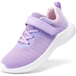 DREAM PAIRS Boys Girls Shoes Kids Tennis EZ-Ons FunRun Breathable Running Athletic Sport Sneakers(Light Purple)