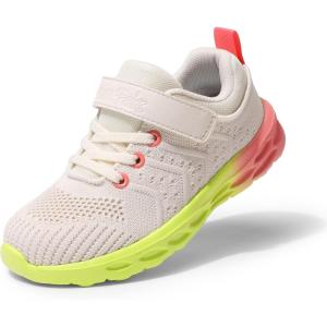 DREAM PAIRS Boys Girls Shoes Kids Tennis Footwear EZ-Ons GoGetters Running Athletic School Sneakers for Little/Big Kid(Light Grey/Rainbow)