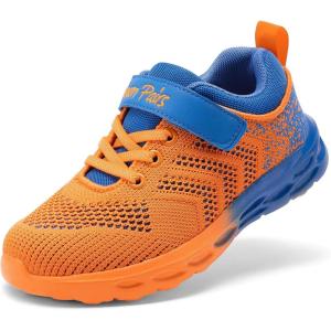 DREAM PAIRS Boys Girls Shoes Kids Tennis Footwear EZ-Ons GoGetters Running Athletic School Sneakers for Little/Big Kid(Orange/Blue)