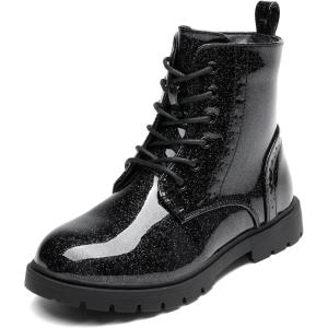 DREAM PAIRS Boys Girls Side Zipper Combat Ankle Boots(Toddler/Little Kid(All Black)