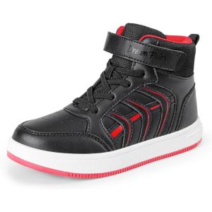 DREAM PAIRS Boys Girls Sneaker High Top Basketball Shoes Kids LilLegends JuniorFly Jumpers Sports Shoes for Athletic School Gym(Black/Red)