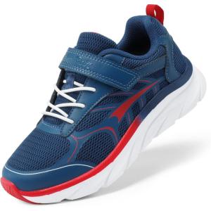 DREAM PAIRS Boys Girls Sneakers Kids Tennis Running Shoes EZ-ONs EZ-Plays Athletic Sport Gym Lightweight Breathable Shoes(Navy/Red)