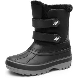 DREAM PAIRS Boys Girls Snow Boots Water-Resistant Outdoor Sport Warm Cozy Anti-Slip Cute Ankle Winter Shoes for Toddler/Little/Big Kid(Black)