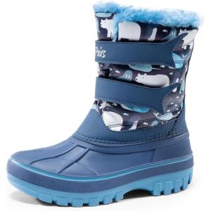 DREAM PAIRS Boys Girls Snow Boots Water-Resistant Outdoor Sport Warm Cozy Anti-Slip Cute Ankle Winter Shoes for Toddler/Little/Big Kid(Blue/Navy)