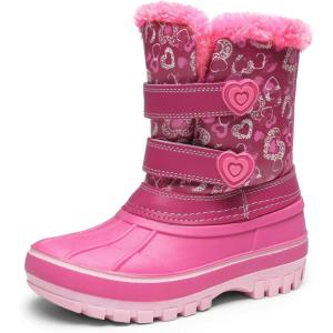 DREAM PAIRS Boys Girls Snow Boots Water-Resistant Outdoor Sport Warm Cozy Anti-Slip Cute Ankle Winter Shoes for Toddler/Little/Big Kid(Pink)