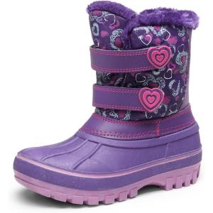 DREAM PAIRS Boys Girls Snow Boots Water-Resistant Outdoor Sport Warm Cozy Anti-Slip Cute Ankle Winter Shoes for Toddler/Little/Big Kid(Purple)