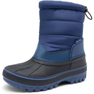 DREAM PAIRS Boys Girls Snow Boots Water-Resistant Outdoor Warm Cozy Anti-Slip Mid Calf Faux Fur Lining Winter Shoes for Toddler/Little/Big Kids(Navy)