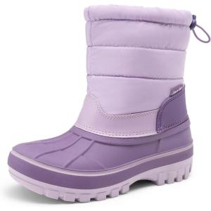 DREAM PAIRS Boys Girls Snow Boots Water-Resistant Outdoor Warm Cozy Anti-Slip Mid Calf Faux Fur Lining Winter Shoes for Toddler/Little/Big Kids(Purple)