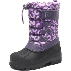 DREAM PAIRS Boys Girls Snow Boots Waterproof Outdoor Warm Cozy Anti-Slip Mid Calf Faux Fur Lining Winter Shoes for Little/Big Kids(Berry)