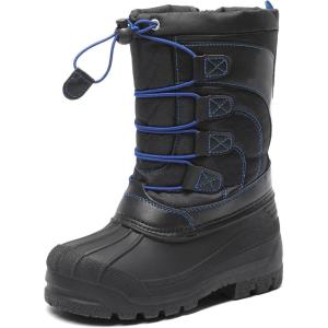 DREAM PAIRS Boys Girls Snow Boots Waterproof Outdoor Warm Cozy Anti-Slip Mid Calf Faux Fur Lining Winter Shoes for Little/Big Kids(Black/Grey/Royal)