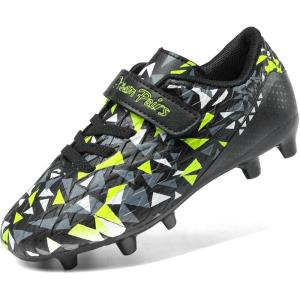 DREAM PAIRS Boys Girls Soccer Cleats Kids Football Shoes for Little/Big Kid(Black/Neon Green)