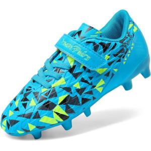 DREAM PAIRS Boys Girls Soccer Cleats Kids Football Shoes for Little/Big Kid(Royal Blue/Neon Green)