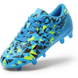 DREAM PAIRS Boys Girls Soccer Cleats Youth Firm Groud Athletic Outdoor Trainning Football Shoes for Little/Big Kid(Royal Blue/Black)