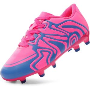 DREAM PAIRS Boys Girls Soccer Cleats Youth Firm Groud Baseball Cleats Sport Athletic Outdoor Trainning Football Shoes for Little/Big Kid(Fuchsia/Pink/Royal/Blue)