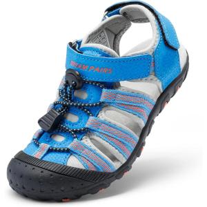 DREAM PAIRS Boys Girls Summer Outdoor Athletic Sport Sandals Hiking Beach Casual Closed Toe Adjustable Multicolor for Toddler/Little/Big Kids(Blue/Grey/Red)