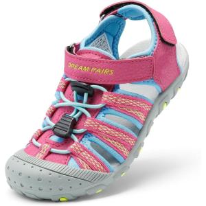 DREAM PAIRS Boys Girls Summer Outdoor Athletic Sport Sandals Hiking Beach Casual Closed Toe Adjustable Multicolor for Toddler/Little/Big Kids(Fuchsia/Cyan/Neon/Green)