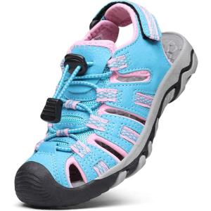 DREAM PAIRS Boys Girls Summer Outdoor Athletic Sport Sandals Walking Hiking Hook and Loop Adjustable Multicolor for Toddler/Little/Big Kids(Baby/Blue/Pink)