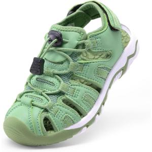 DREAM PAIRS Boys Girls Summer Outdoor Athletic Sport Sandals Walking Hiking Hook and Loop Adjustable Multicolor for Toddler/Little/Big Kids(Green)