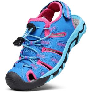 DREAM PAIRS Boys Girls Summer Outdoor Athletic Sport Sandals Walking Hiking Hook and Loop Adjustable Multicolor for Toddler/Little/Big Kids(Navy/Fuchsia/Mint)