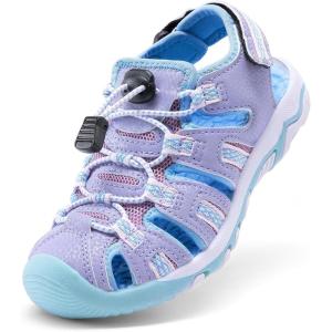 DREAM PAIRS Boys Girls Summer Outdoor Athletic Sport Sandals Walking Hiking Hook and Loop Adjustable Multicolor for Toddler/Little/Big Kids(Purple)