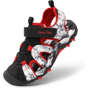 DREAM PAIRS Boys Girls Summer Outdoor Athletic Sport Sandals for Toddler/Little/Big Kid(Black/Red)