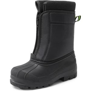 DREAM PAIRS Boys Girls Waterproof Winter Snow Boots for Little/Big Kids(Black/Neon/Green)