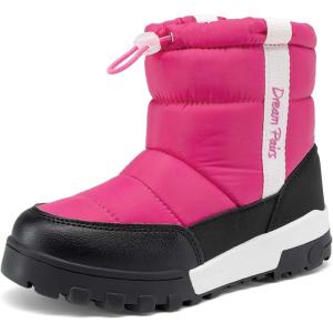 DREAM PAIRS Boys Girls Winter Snow Boots Slip Resistant Outdoor Cold Weather Boots with Faux Fur Lining(Baby Pink)