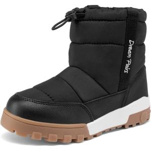 DREAM PAIRS Boys Girls Winter Snow Boots Slip Resistant Outdoor Cold Weather Boots with Faux Fur Lining(Black)