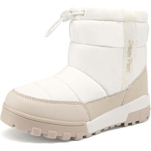 DREAM PAIRS Boys Girls Winter Snow Boots Slip Resistant Outdoor Cold Weather Boots with Faux Fur Lining(White)