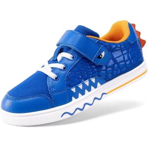 DREAM PAIRS Boys Sneakers Little Kids Toddler Shoes Storybook Causal Walking Shoes Non-Slip with Hook and Loop(Blue/Orange)