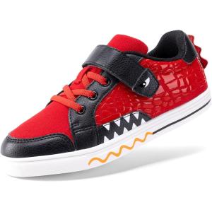 DREAM PAIRS Boys Sneakers Little Kids Toddler Shoes Storybook Causal Walking Shoes Non-Slip with Hook and Loop(Red/Black)