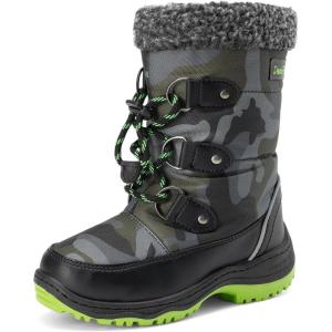 DREAM PAIRS Boys Snow Boots Camouflage Slip Resistant Faux Fur Lined Winter Shoes for Little/Big Kid(Camo/Green)