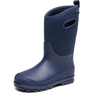 DREAM PAIRS Boys Waterproof Boots Outdoor Faux Fur Lining Shoes with Handles for Rain Snow Winter Muck Mud and Cold Weather for Little/Big Kids(Navy)