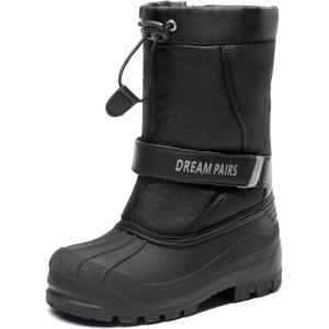DREAM PAIRS Boys & Girls Mid Calf Water-Resistant Winter Snow Boots for Toddler/Little/Big Kid(Black)