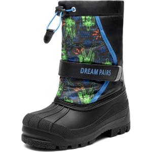 DREAM PAIRS Boys & Girls Mid Calf Water-Resistant Winter Snow Boots for Toddler/Little/Big Kid(Blue/Black)