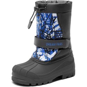 DREAM PAIRS Boys & Girls Mid Calf Water-Resistant Winter Snow Boots for Toddler/Little/Big Kid(Navy)