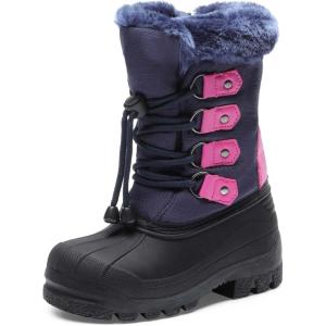 DREAM PAIRS Boys & Girls Waterproof Winter Snow Boots for Little Kid/Big Kid(Navy/Fuchsia)