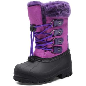 DREAM PAIRS Boys & Girls Waterproof Winter Snow Boots for Little Kid/Big Kid(Purple)
