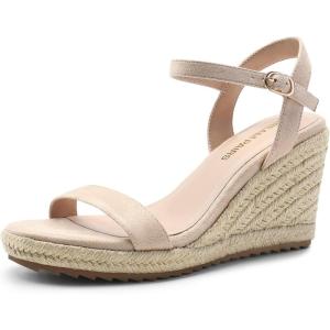 DREAM PAIRS Espadrilles Wedge Sandals for Women, Women’s Open Toe Summer Dressy Sandals with Adjustable Ankle Strap and Soft Footbed,Size 8,Nude,DWUMWS2502