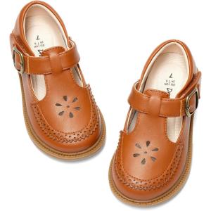 DREAM PAIRS Girl Mary Jane Dress Shoes – Ballet Flats for Girl School Uniform Shoes for Toddler Little Girls(Brown)