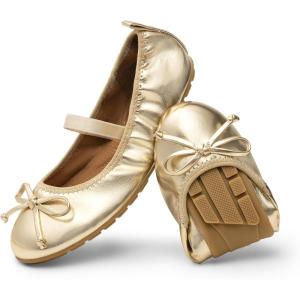 DREAM PAIRS Girls Ballet Flats Dress Shoes Mary Janes Ballerina Shoes(Gold)